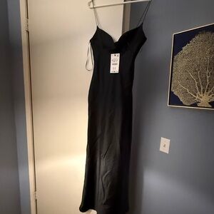 Zara Black Satin Slip Prom Dress